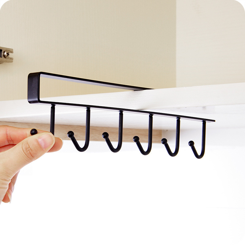 Kitchen Iron Art Non-Marking Nail-Free Hook Multi-Functional Card Clamp Row Hook Wardrobe Tie Organizer Cabinet Storage Hanger