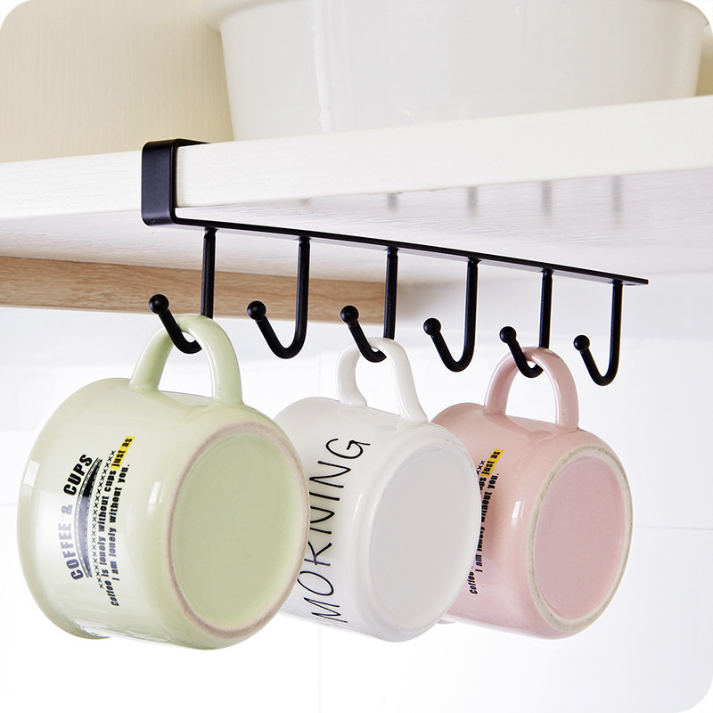 Kitchen Iron Art Non-Marking Nail-Free Hook Multi-Functional Card Clamp Row Hook Wardrobe Tie Organizer Cabinet Storage Hanger