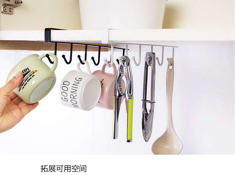 Kitchen Iron Art Non-Marking Nail-Free Hook Multi-Functional Card Clamp Row Hook Wardrobe Tie Organizer Cabinet Storage Hanger