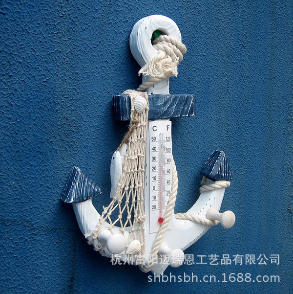 23cm iron Anchor Mediterranean Decorative wood hook Creative Home decoration Marine style Children&#039;s room Pendant