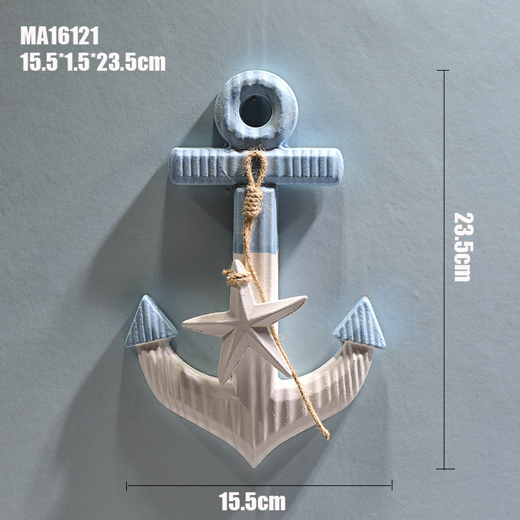 23cm iron Anchor Mediterranean Decorative wood hook Creative Home decoration Marine style Children&#039;s room Pendant