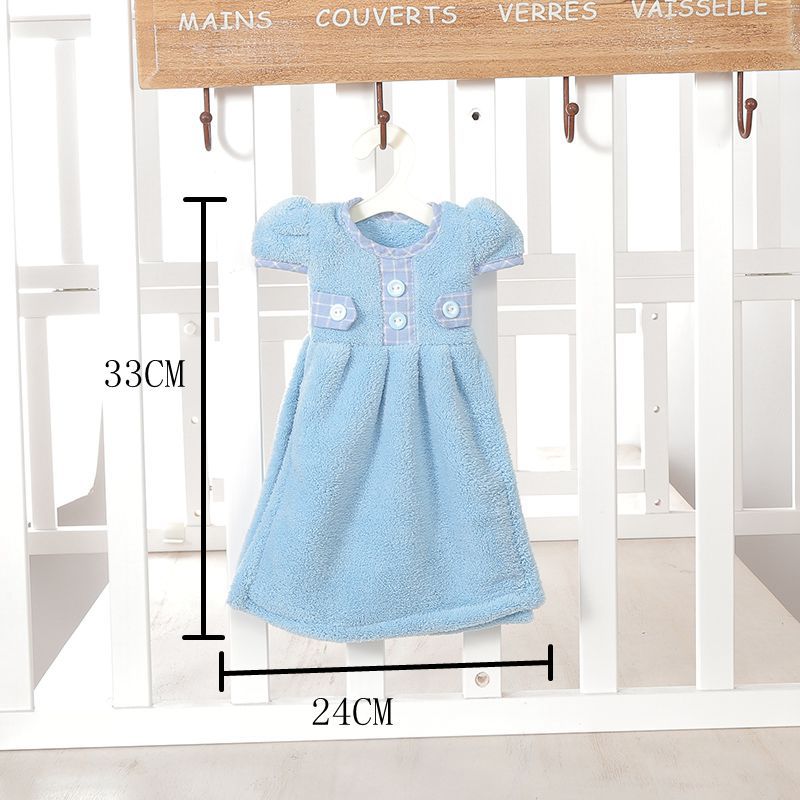 New lovely dress with thick coral velvet button dress towel absorbent kitchen towel