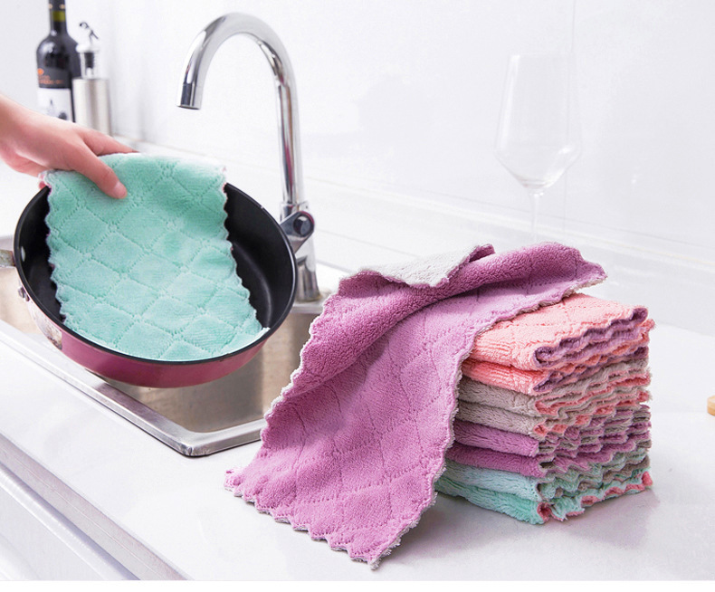 Double-Sided Thickened Dishwashing Cloth Household Kitchen Absorbent Cleaning Cloth Coral Velvet Decontamination Dish Towel Double-Sided Thickened Dishwashing Cloth Household Kitchen Absorbent Cleaning Cloth Coral Velvet Decontamination Dish Towel