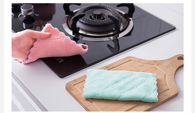 Double-Sided Thickened Dishwashing Cloth Household Kitchen Absorbent Cleaning Cloth Coral Velvet Decontamination Dish Towel Double-Sided Thickened Dishwashing Cloth Household Kitchen Absorbent Cleaning Cloth Coral Velvet Decontamination Dish Towel