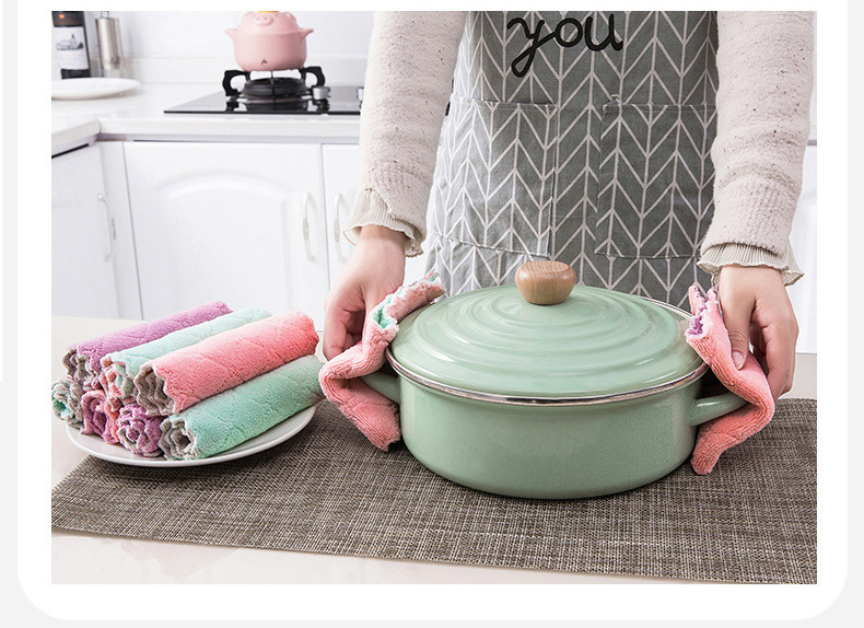 Double-Sided Thickened Dishwashing Cloth Household Kitchen Absorbent Cleaning Cloth Coral Velvet Decontamination Dish Towel Double-Sided Thickened Dishwashing Cloth Household Kitchen Absorbent Cleaning Cloth Coral Velvet Decontamination Dish Towel