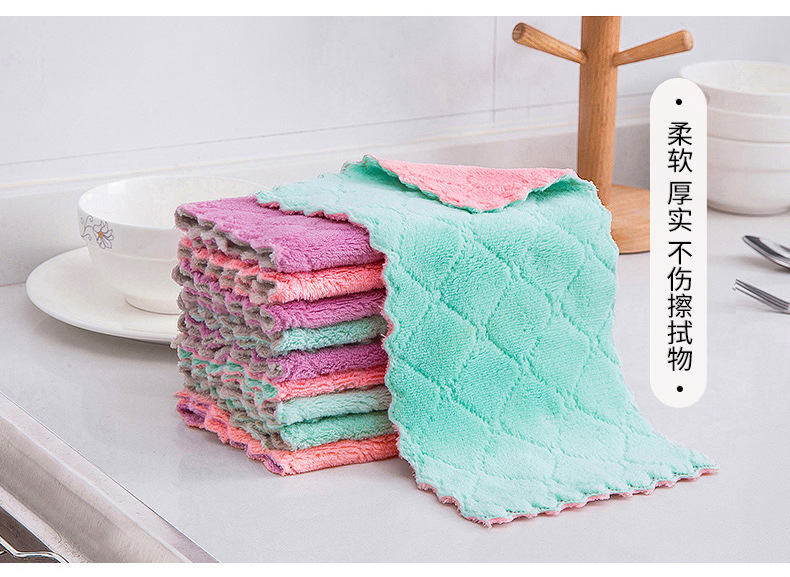 Double-Sided Thickened Dishwashing Cloth Household Kitchen Absorbent Cleaning Cloth Coral Velvet Decontamination Dish Towel Double-Sided Thickened Dishwashing Cloth Household Kitchen Absorbent Cleaning Cloth Coral Velvet Decontamination Dish Towel