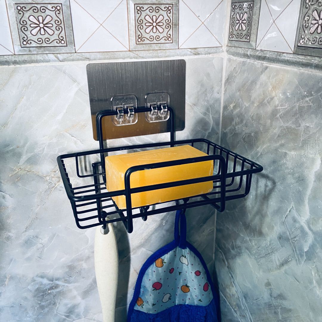Iron Punch Free Soap Box Wall Hanging Soap Holder Household Bathroom Bathroom Drain with Hook Soap Holder Soap Holder