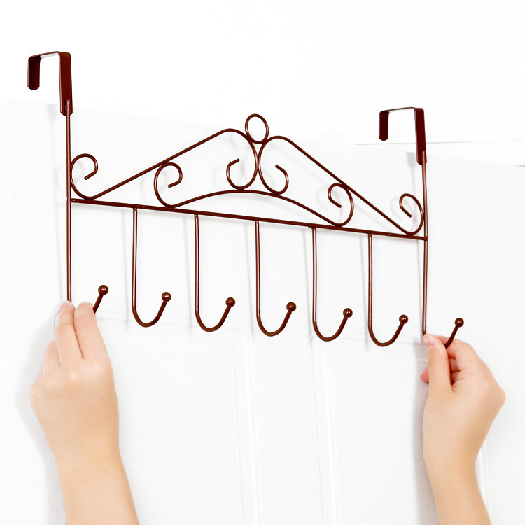 Iron Punch-Free Door Rear Bathroom Towel Hook Creative Door Back Hanger Clothes Hook Coat Hook Nail-Free Hanger