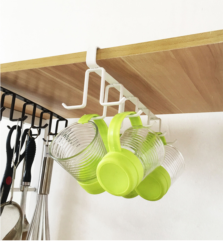 Ri Pai Creative Double J Hook Hanging Cup Holder Kitchen Punch-Free Wall Cupboard Truner Frame Iron Art Rack Hook Ri Pai Creative Double J Hook Hanging Cup Holder Kitchen Punch-Free Wall Cupboard Truner Frame Iron Art Rack Hook
