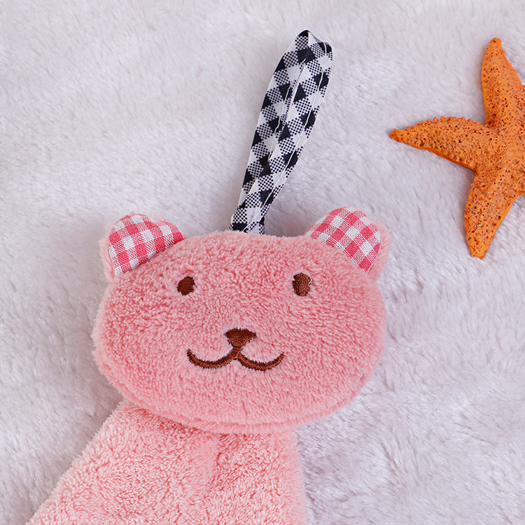 New high density coral absorbent hand towel Cartoon Hanging Hand towel kitchen creative hand towel