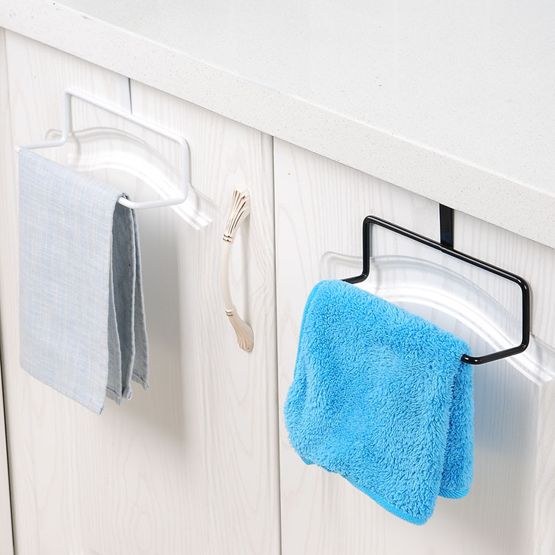Kitchen Multi-Purpose Single Rod Door Back Towel Rack Iron Art Non-Marking Nail-Free Cabinet Rag Rack Sundries
