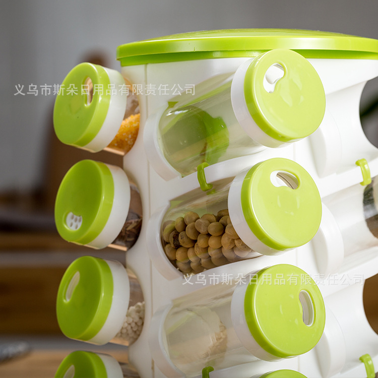 TV Product TRUEWARE SPICE RACK rotating seasoning jar 16-piece set of seasoning jar multi-hole seasoning bottle holder