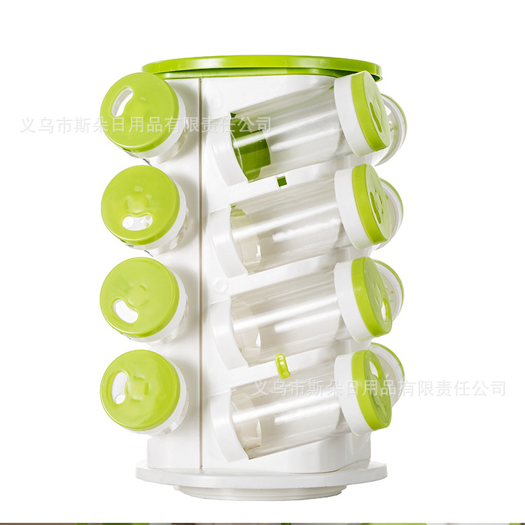 TV Product TRUEWARE SPICE RACK rotating seasoning jar 16-piece set of seasoning jar multi-hole seasoning bottle holder
