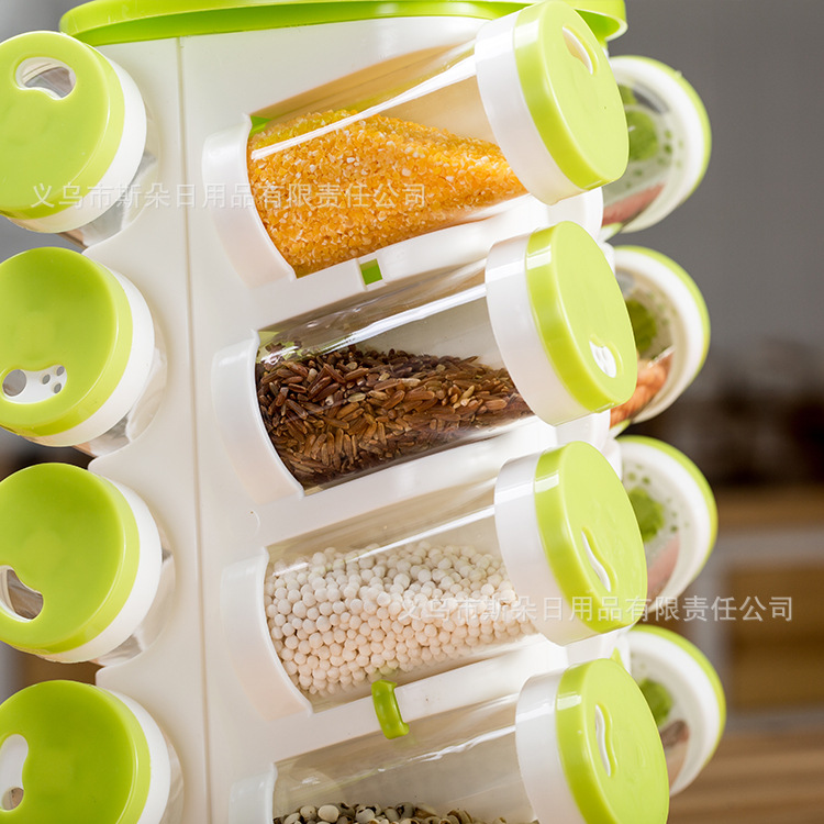 TV Product TRUEWARE SPICE RACK rotating seasoning jar 16-piece set of seasoning jar multi-hole seasoning bottle holder