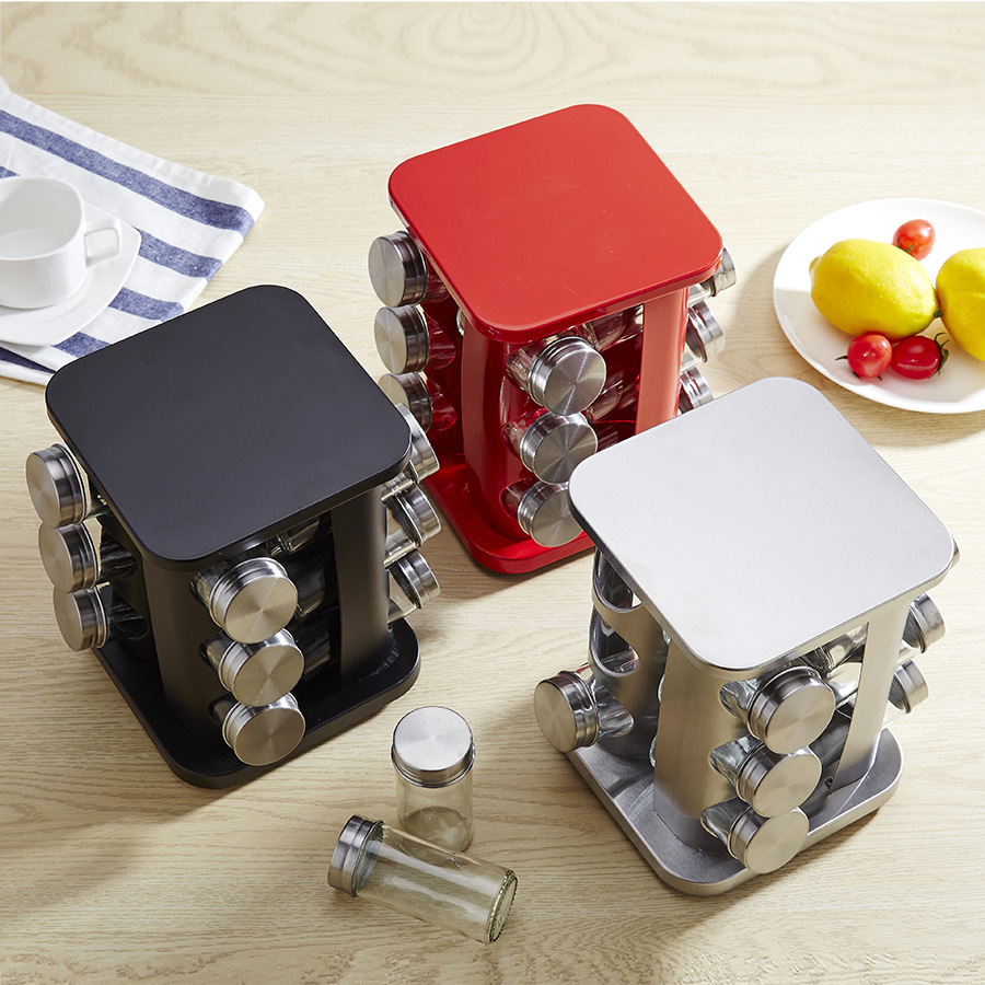 Amazon&#039;s new hot style kitchen supplies stainless-steel seasoning bottle, rotating seasoning bottle and glass can set