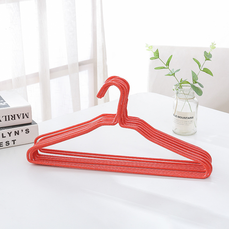 Large Large Clothes Hanger Clothes Hanger Plastic Coated Seamless Iron Wire Non-Slip Thickened Wet and Dry Adult Clothes Hanger with Hook