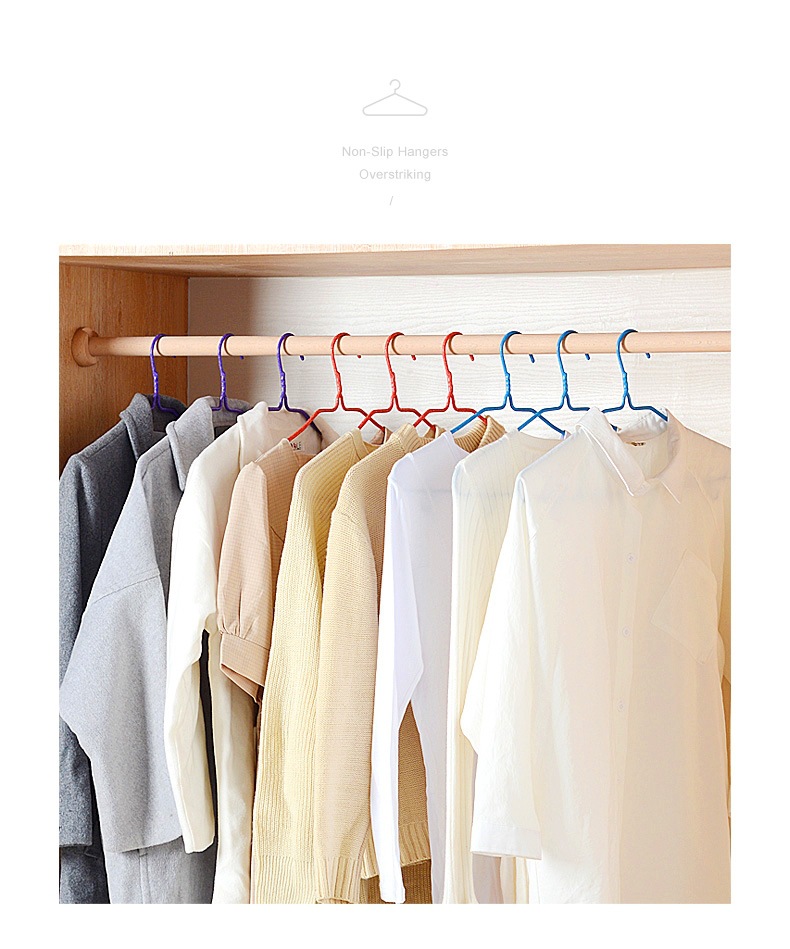 Large Large Clothes Hanger Clothes Hanger Plastic Coated Seamless Iron Wire Non-Slip Thickened Wet and Dry Adult Clothes Hanger with Hook