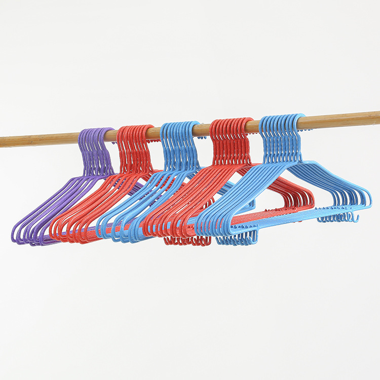 Large Large Clothes Hanger Clothes Hanger Plastic Coated Seamless Iron Wire Non-Slip Thickened Wet and Dry Adult Clothes Hanger with Hook