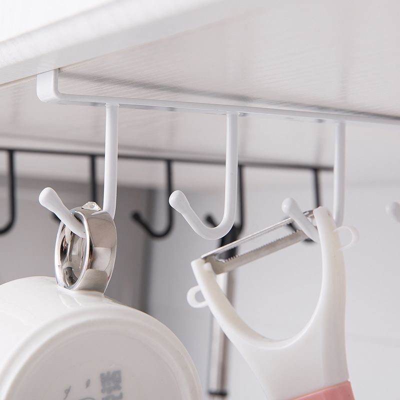 Multi-Functional Row Hook 6-Piece Wardrobe Organizer Kitchen Partition Hook Iron Art Cabinet Storage Hanger