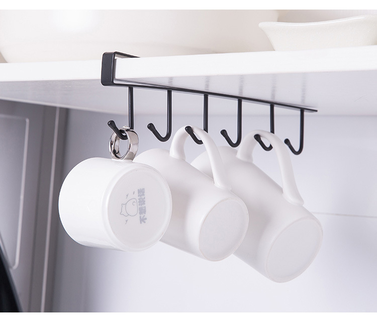Multi-Functional Row Hook 6-Piece Wardrobe Organizer Kitchen Partition Hook Iron Art Cabinet Storage Hanger