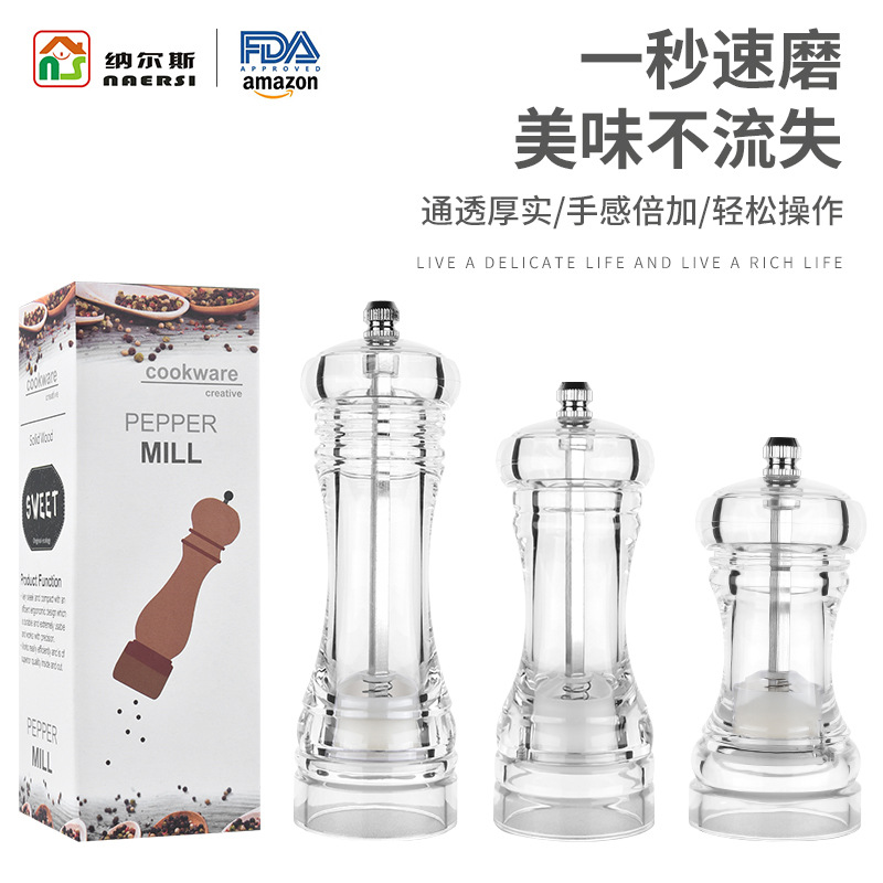 grinder transparent pepper grinder manual pepper grinder ceramic core multipurpose seasoning bottle kitchen tools