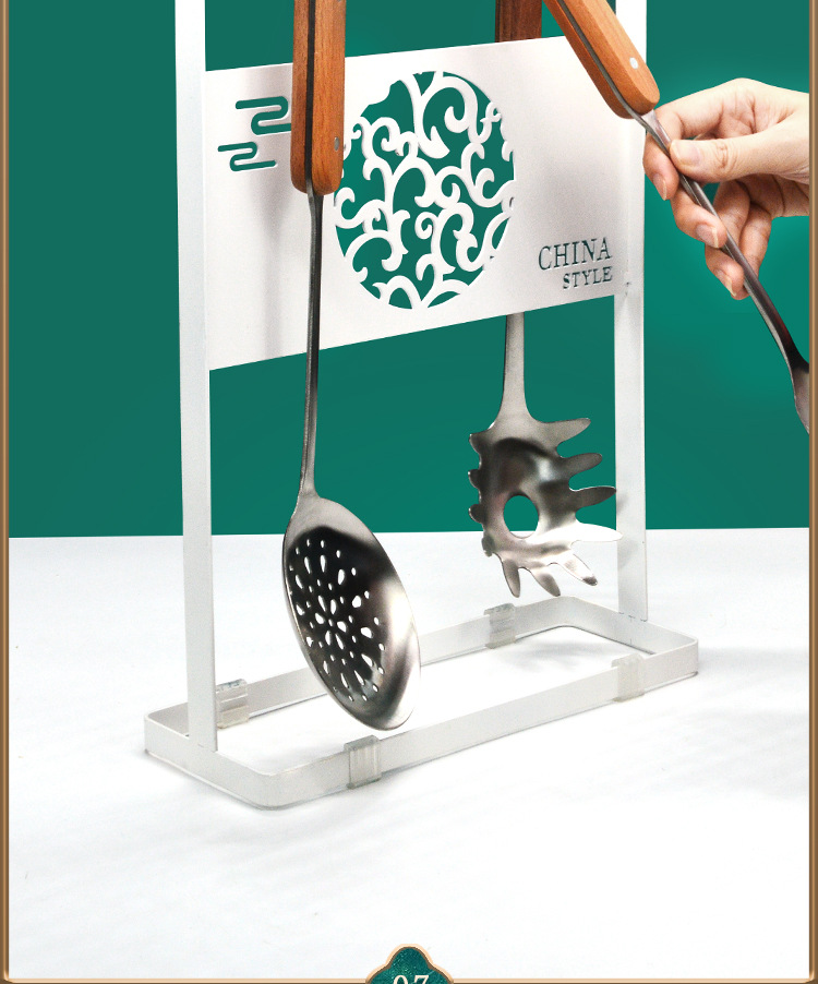 Ri Pai Home National Fashion Kitchenware Rack Soup Spoon and Spatula Storage Rack Kitchen Table 6 Multi Hook Iron Storage Rack