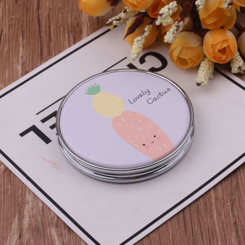 Double-Sided Foldable Makeup Mirror Portable Portable Dressing Mirror Mini Mirror Creative Pu Makeup Mirror 10 Yuan Store