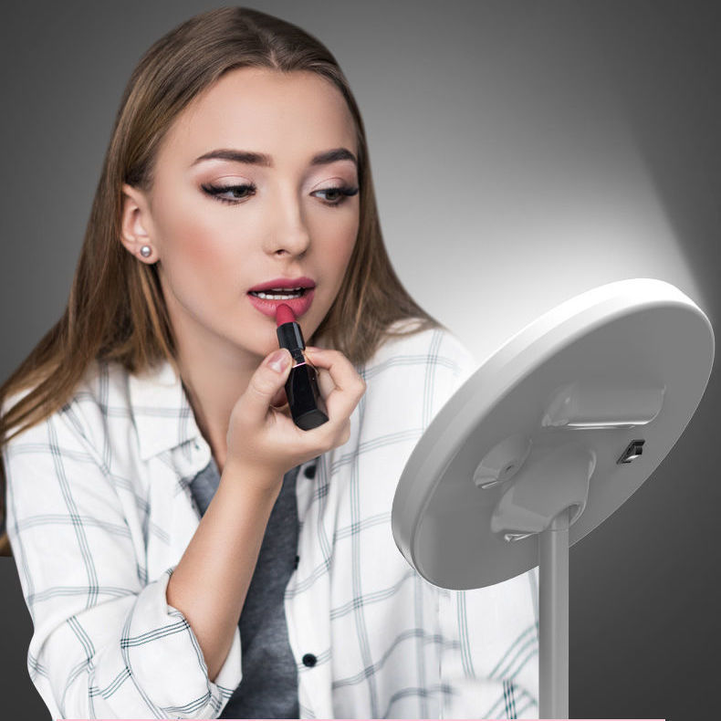 Internet Celebrity Led Make-up Mirror Desktop Dormitory with Light TikTok Dressing Mirror Women's Convenient Portable Makeup Small Mirror