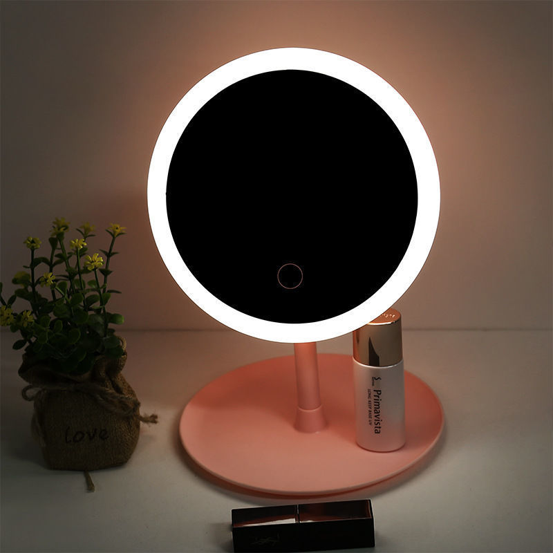 Internet Celebrity Led Make-up Mirror Desktop Dormitory with Light TikTok Dressing Mirror Women's Convenient Portable Makeup Small Mirror
