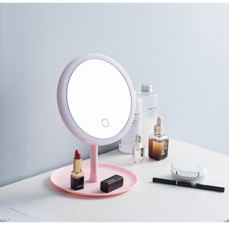 Internet Celebrity Led Make-up Mirror Desktop Dormitory with Light TikTok Dressing Mirror Women's Convenient Portable Makeup Small Mirror