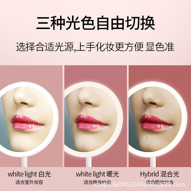 Internet Celebrity Led Make-up Mirror Desktop Dormitory with Light TikTok Dressing Mirror Women's Convenient Portable Makeup Small Mirror
