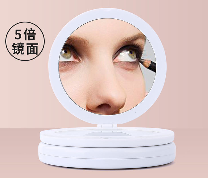 Dressing mirror with lamp dormitory desktop portable dressing table mirror intelligent light filling rechargeable led 
