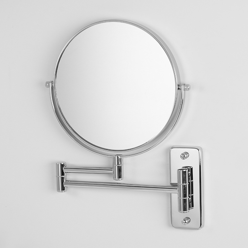 Double-Sided Wall-Mounted Cosmetic Mirror Telescopic Makeup Mirror Hairdressing Mirror Metal Makeup Mirror Dressing Mirror Factory Direct Sales