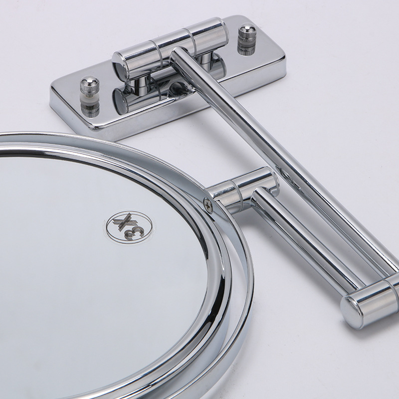 Double-Sided Wall-Mounted Cosmetic Mirror Telescopic Makeup Mirror Hairdressing Mirror Metal Makeup Mirror Dressing Mirror Factory Direct Sales
