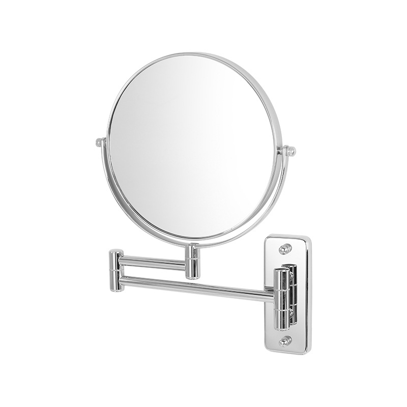 Double-Sided Wall-Mounted Cosmetic Mirror Telescopic Makeup Mirror Hairdressing Mirror Metal Makeup Mirror Dressing Mirror Factory Direct Sales