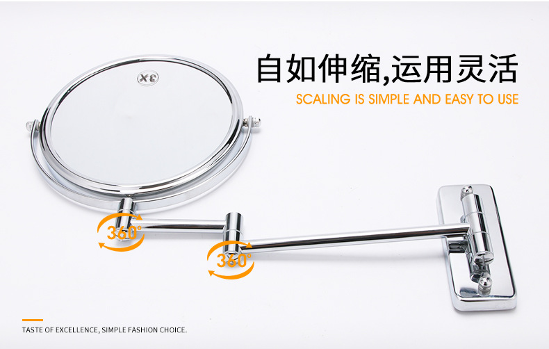Double-Sided Wall-Mounted Cosmetic Mirror Telescopic Makeup Mirror Hairdressing Mirror Metal Makeup Mirror Dressing Mirror Factory Direct Sales