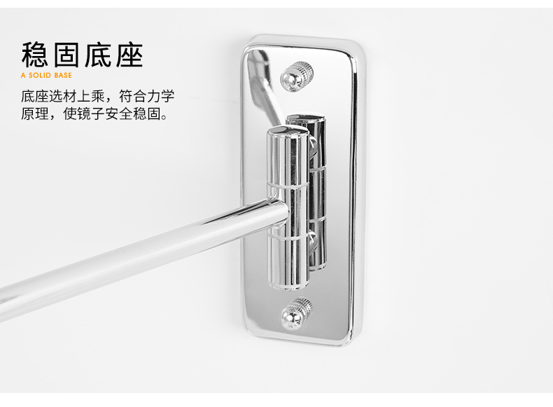 Double-Sided Wall-Mounted Cosmetic Mirror Telescopic Makeup Mirror Hairdressing Mirror Metal Makeup Mirror Dressing Mirror Factory Direct Sales