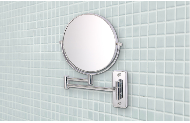 Double-Sided Wall-Mounted Cosmetic Mirror Telescopic Makeup Mirror Hairdressing Mirror Metal Makeup Mirror Dressing Mirror Factory Direct Sales