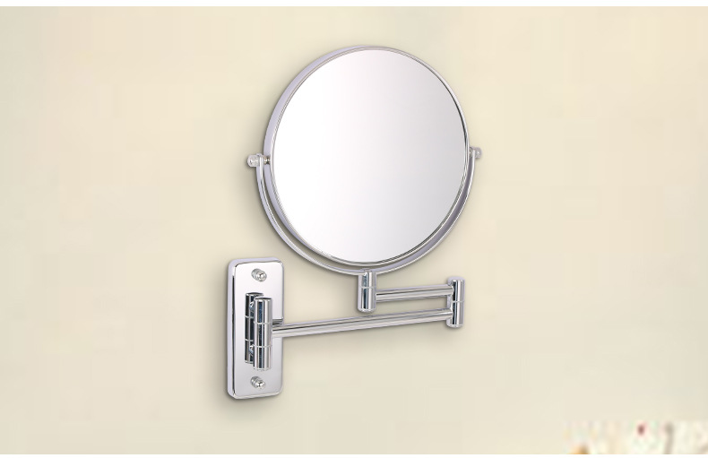 Double-Sided Wall-Mounted Cosmetic Mirror Telescopic Makeup Mirror Hairdressing Mirror Metal Makeup Mirror Dressing Mirror Factory Direct Sales