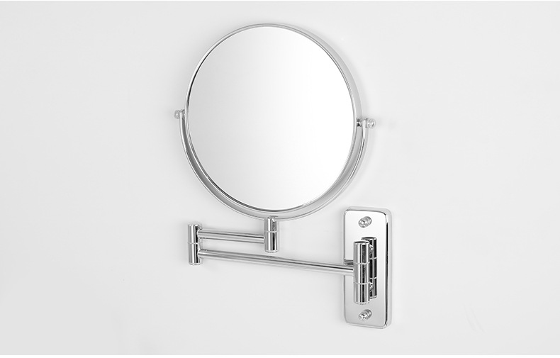Double-Sided Wall-Mounted Cosmetic Mirror Telescopic Makeup Mirror Hairdressing Mirror Metal Makeup Mirror Dressing Mirror Factory Direct Sales