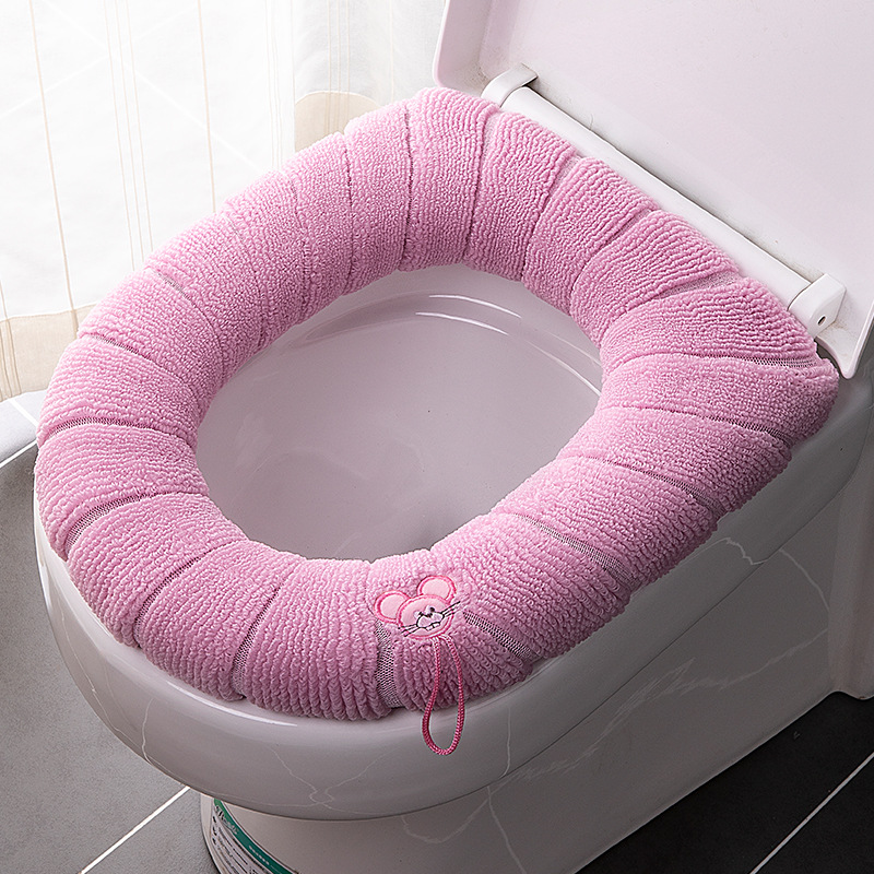 Toilet Cushion Seat Cushion Thickened Four Seasons Toilet Seat Cover Knitted Toilet Seat Washable Domestic Toilet Ferrule
