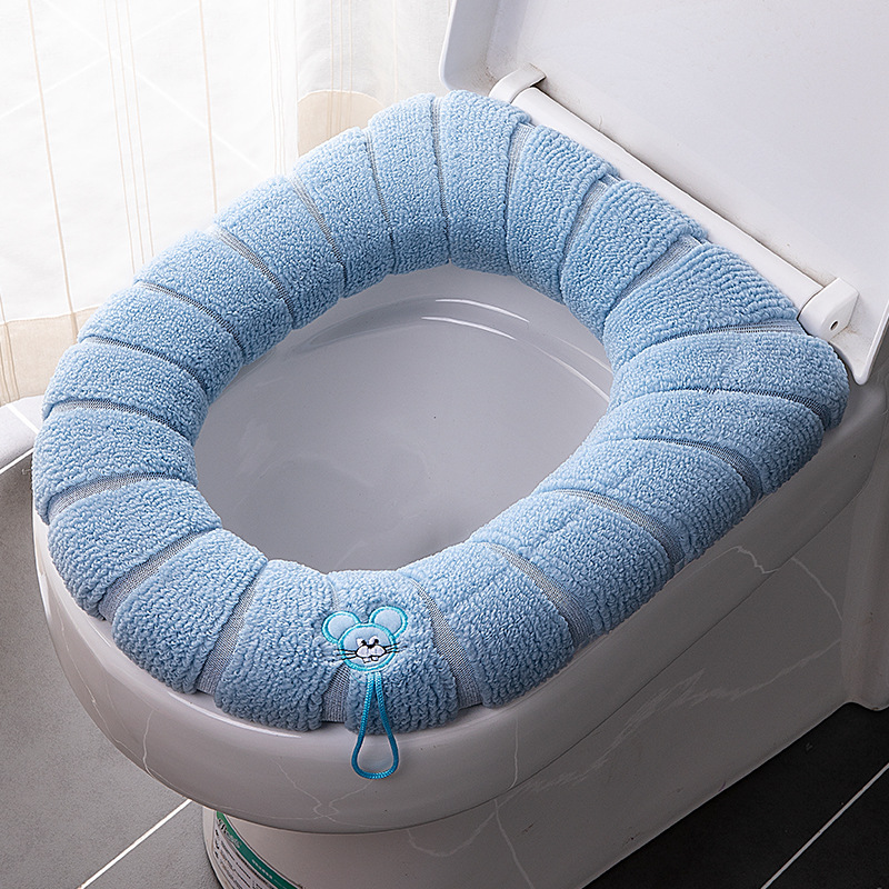 Toilet Cushion Seat Cushion Thickened Four Seasons Toilet Seat Cover Knitted Toilet Seat Washable Domestic Toilet Ferrule