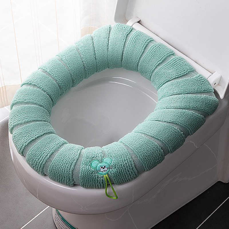 Toilet Cushion Seat Cushion Thickened Four Seasons Toilet Seat Cover Knitted Toilet Seat Washable Domestic Toilet Ferrule