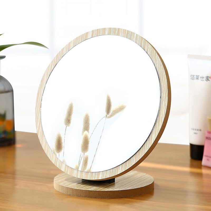 Desktop Makeup Mirror Folding Dormitory Mirror Internet Celebrity Wooden Household Desk Can Stand Small Mirror Female Hairdressing Mirror Dressing Mirror