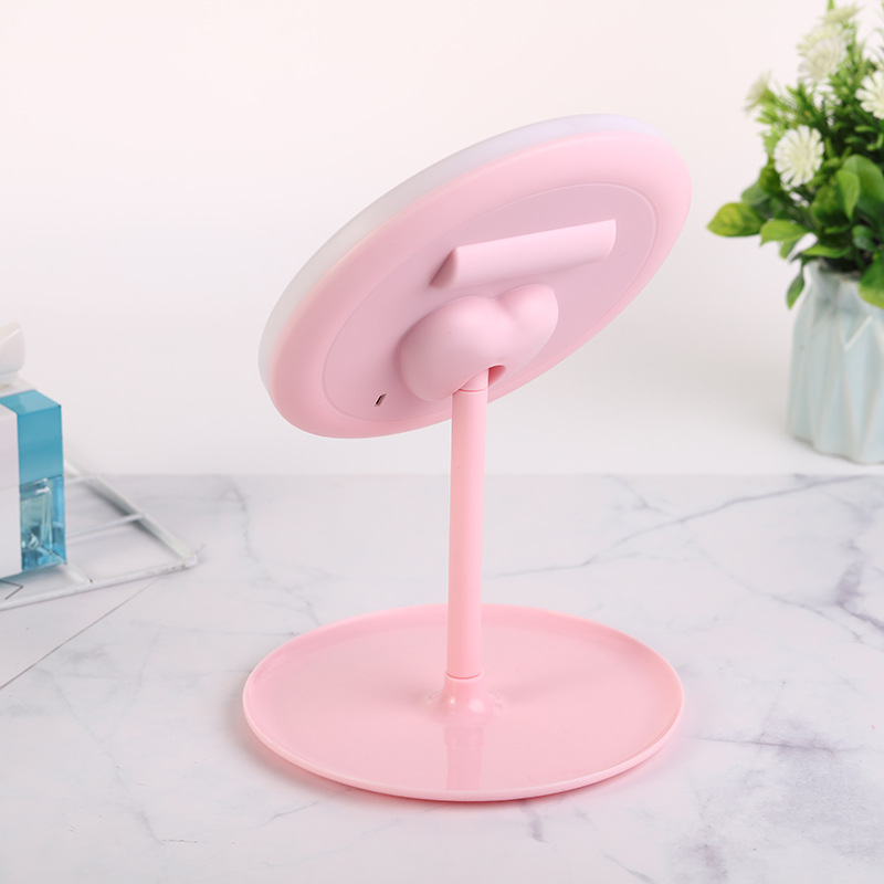 Trending on TikTok Led Make-up Mirror Fill Light with Light Dormitory Desktop Dressing Mirror round Mirror Girls Foldable and Portable
