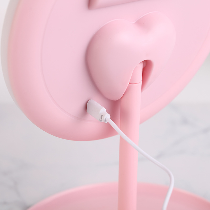Trending on TikTok Led Make-up Mirror Fill Light with Light Dormitory Desktop Dressing Mirror round Mirror Girls Foldable and Portable