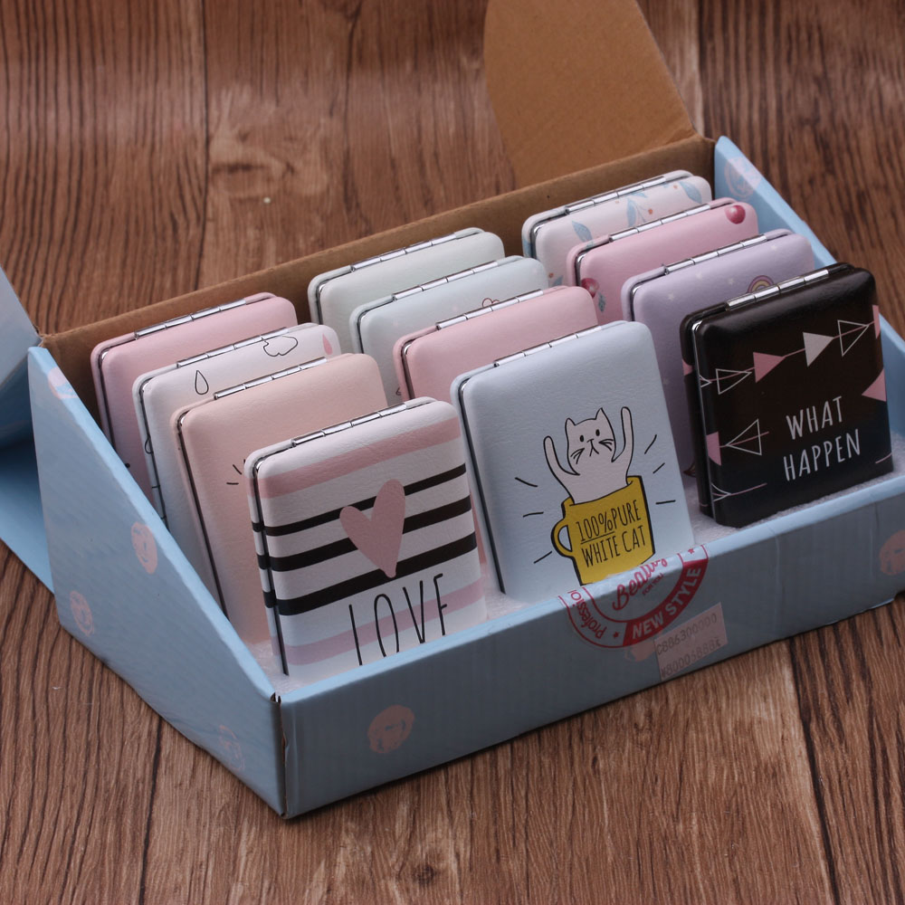 10 Yuan Store Supply Fashion Leather Surface Mirror Makeup on the Go Dressing Mirror Mini-Portable Folding Mirror Double Mirror 10 Yuan Store Supply Fashion Leather Surface Mirror Makeup on the Go Dressing Mirror Mini-Portable Folding Mirror Double Mirror