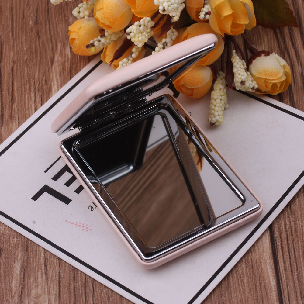 10 Yuan Store Supply Fashion Leather Surface Mirror Makeup on the Go Dressing Mirror Mini-Portable Folding Mirror Double Mirror