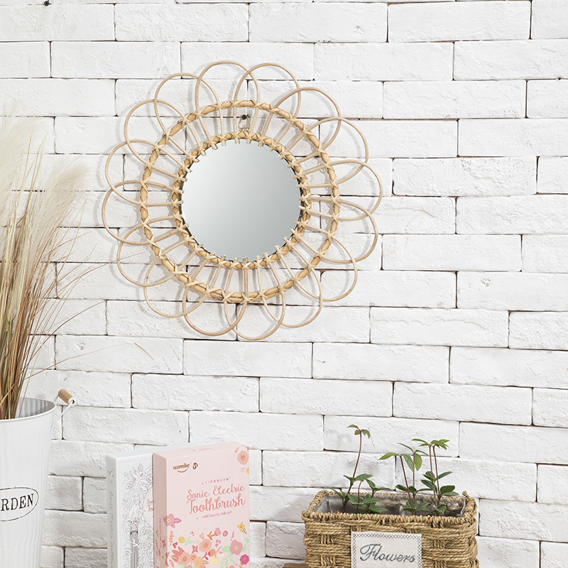 Wicker Decorative Mirror Nordic Rattan Mirror Hand-Knitted B & B Decorative Mirror Wall Hanging Decoration Photography Dressing Mirror Wicker Decorative Mirror Nordic Rattan Mirror Hand-Knitted B & B Decorative Mirror Wall Hanging Decoration Photography Dressing Mirror
