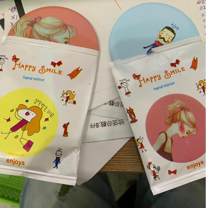 Cute Mini Cartoon Cosmetic Mirror Portable Women's Portable Hairdressing Mirror Student round Princess Mirror Dressing Mirror